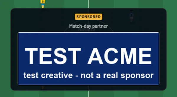 A labelled broadcast ident card with a TEST creative