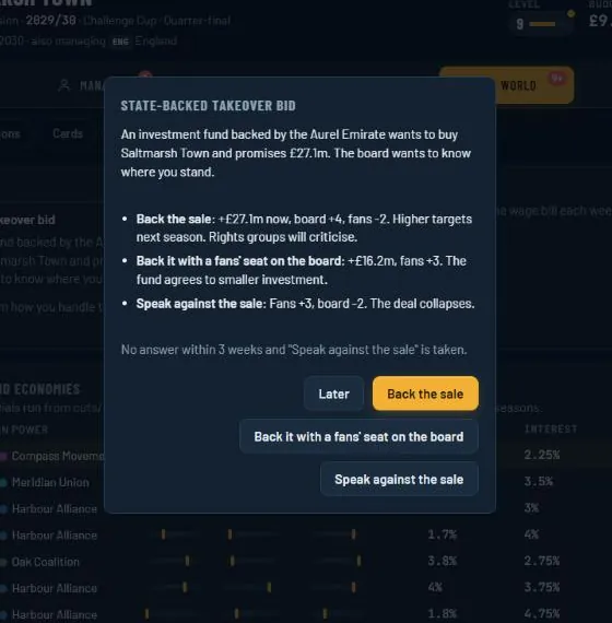 A takeover bid decision with three choices