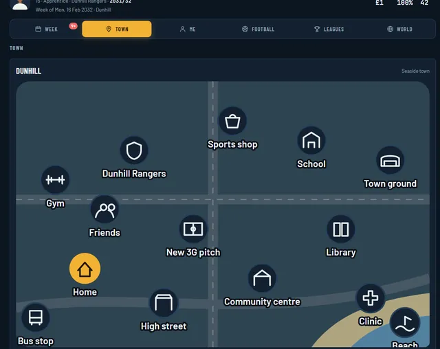 Road to Pro town map